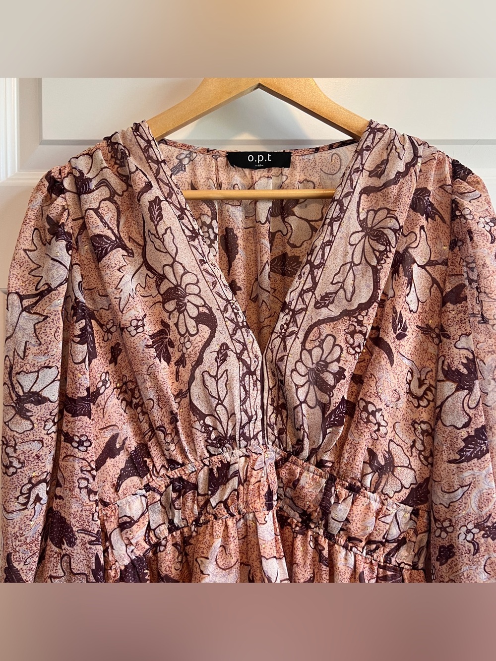 O.P.T. For Anthropologie Flouncy Mini Dress Smock Cuff Long Sleeve Medium - Picture 4 of 9